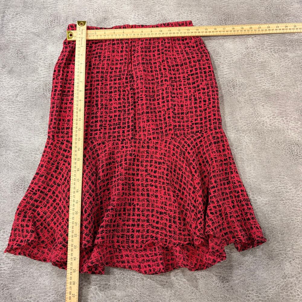 Red Abstract Grid Ruffled Midi Skirt - Picture 3 of 3